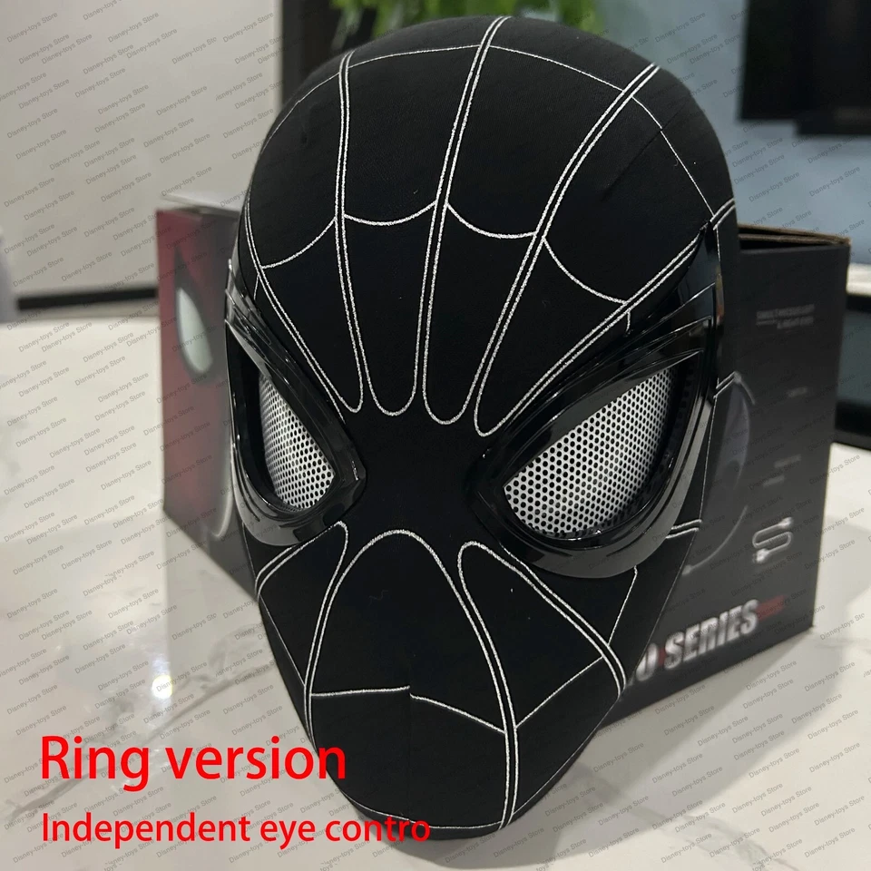 Spider-Man Black Mask Moving Eyes Cosplay Props Remote Control Ring Brand New! - Image 1 of 1