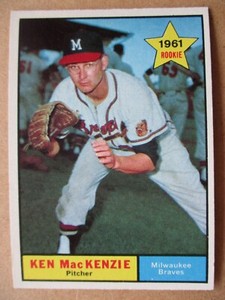 1961 Topps KEN MacKENZIE Card #496 Milwaukee Braves