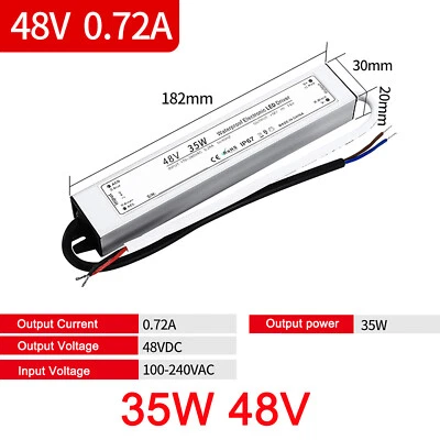 LED Power Supply IP67 Waterproof AC100V/280V to DC12V 48V LED Driver Transformer - Image 1 of 4