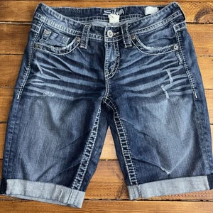 Silver Jeans Co Shorts Damen 28 Bermuda blau Denim distressed bestickt - Bild 1 von 7