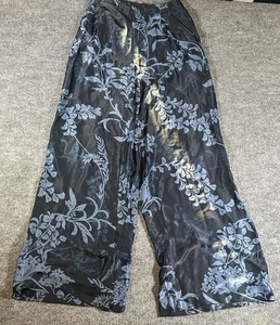 By Anthropologie Women’s 4 Blue Wide Leg Viscose Pants Floral Flowy Boho 32”  - Picture 1 of 10