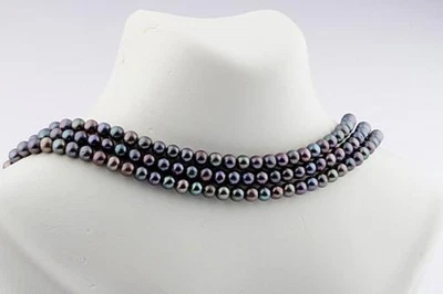 Süßwasser Perlenekette Länge 80cm Silber Verschluss . - Bild 1 von 4