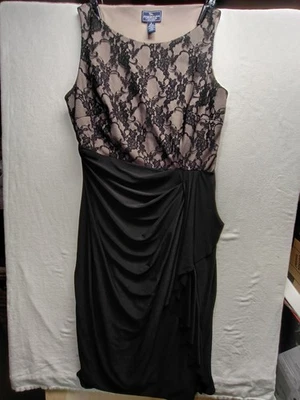 American Living Women's Black Sleeveless Cocktail Dress  W/lace Overlay Top Sz 8 - Image 1 of 4