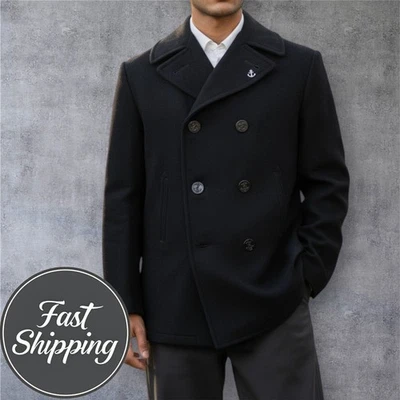 Naval DSCP Peacoat Mens 40L Black Quarterdeck Collection Double Breasted Militar - Image 1 of 4