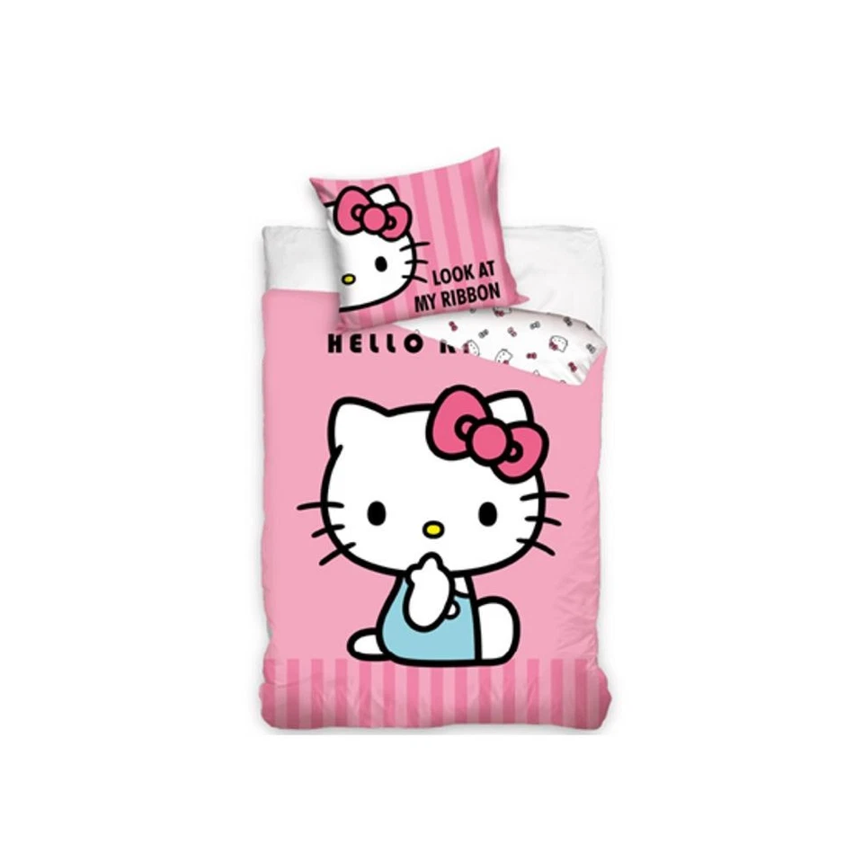 Set Letto Hello Kitty Singolo Copripiumino + Federa Euro Dimensione Reversibile - Immagine 1 di 1