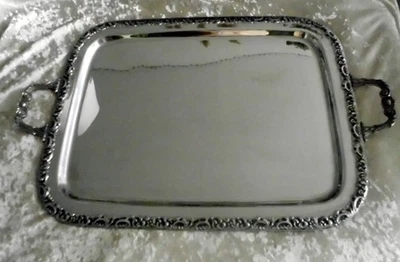 Silbertablett  Edelstahl Tablett Retro - Vintage 54x42 ohne Griff gemessen - Bild 1 von 4