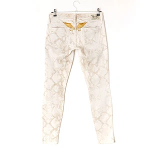 Robin’s Jean SP8657GLD Skinny Snake Print Gold Wings Low Rise 27 USA - Picture 1 of 13