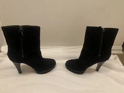 Botines Ugg Bianca Plataforma Tacón Gamuza EE. UU. Talla 9 Cuero Negro Piel de Oveja Foto 1 de 4