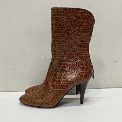 Cole Haan Brown Croc Embossed High Heel Boots Women's Size 8.5 - Image 1 of 4