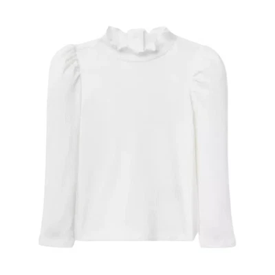 Janie and Jack Ribbed Balloon Sleeve Turtleneck, Size 5, Jet Ivory - Image 1 of 4