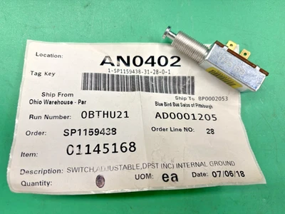 NEW BLUE BIRD 01145168 1145168 DOOR OR WINDOW ADJUSTABLE 2-TERMINAL SWITCH🚌FS - Image 1 of 4