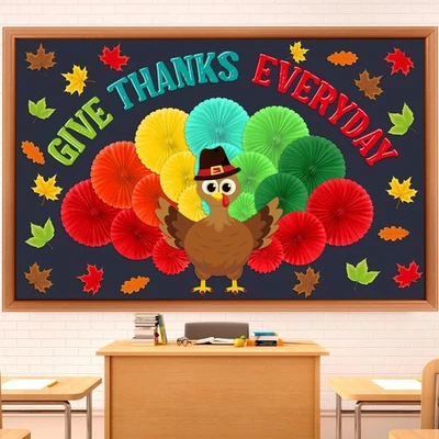 Pajean 65 Pcs Thanksgiving Classroom Decorations Thanksgiving Turkey Bulletin... - Image 1 of 4