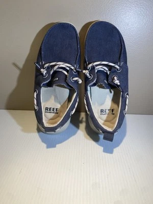 Reef Swellsole Pier Shoes Navy Blue Canvas Fabric Boat Shoes Men Sz 8M - Image 1 of 4