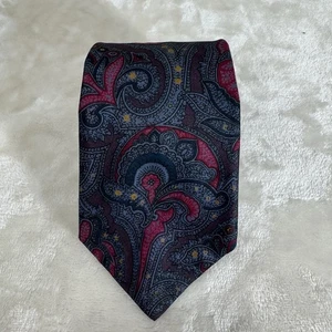 Envoy Silk Men's Necktie Steel Blue, Pink, Dark Mauve, Teal Paisleys Pattern - Picture 1 of 6