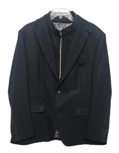 Robert Graham $795 Sport Coat Blazer Jacket Zip Insert Mens Sz 48 Black - Picture 1 of 24