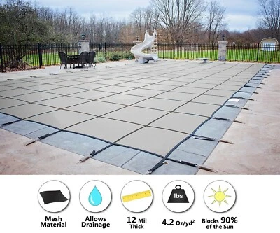 Cubierta de seguridad para piscina rectangular de malla gris GLI Secur-A-Pool - (elige el tamaño) Foto 1 de 3