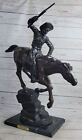 Handmade 100% Bronze Statue Figure Remington Bronze Cowboy W/Horse Sculpture