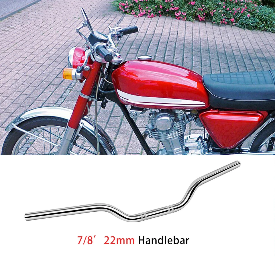 7/8" 22mm Handle Bar Tracker Drag Handlebar Chrome For Honda CB 125 200 250 500 - Imagem 1 de 4