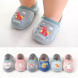 Neugeborenes Baby Mädchen Jungen Kleinkinder warme Hausschuhe weiche rutschfeste Bodensocken Schuhe - Bild 1 von 39