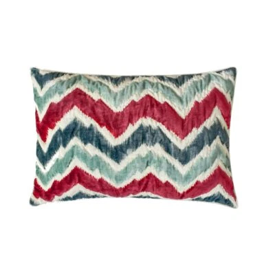 Red & Blue Suede Set of 2 Lumbar Pillow Cover Chevron, Quilted- Chevron Meltdown - Image 1 of 3