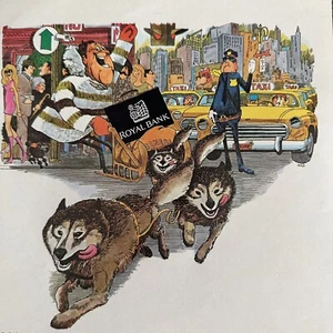 The Royal Bank Of Canada Huskies Dogsled Cartoon Art Magazine Print Ad 1972 - Picture 1 of 6
