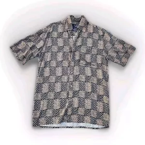 J. Ferrar Short Sleeve Button Front Gold Black 100% Rayon Mens Size S / CH Photo - Picture 1 of 15