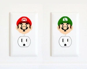Mario and Luigi - Super Mario - Electric Outlet Wall Art Sticker - Picture 1 of 3
