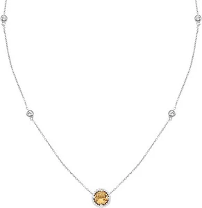 Citrine & Lab-Created White Sapphire 20" Necklace in Sterling Silver - Picture 1 of 7