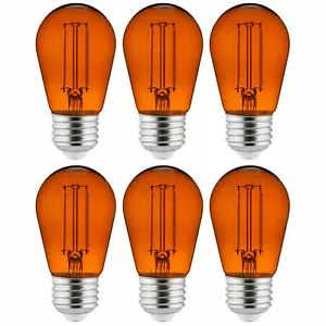 Sunlite 40975 S14 Sign 2-Watt Transparent Dimmable Light Bulb Orange 6 Pack - Picture 1 of 1