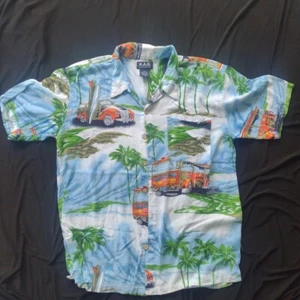 Hawaiian Shirt Mens XL By K.A.D. Vintage,Short Sleeve Button Down, Pocket, Blue - Picture 1 of 8