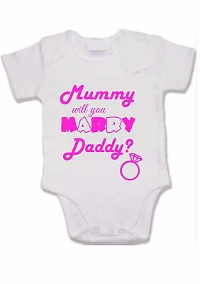 Mummy will you marry Daddy? proposal print baby vest valentine's day cute bride