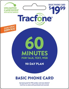 Tracfone 90 Day Prepaid Wireless Basic Phone Plans - Pay As You Go - Picture 1 of 24