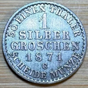 BELLE PIECE 1 SILBER GROSCHEN 1871 C EN ARGENT BILLON PRUSSE ALLEMAGNE (1282) - Picture 1 of 2