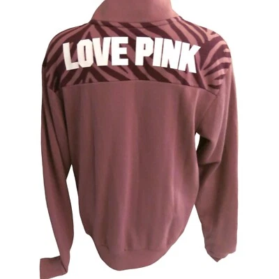 Victoria's Secret PINK Dark Purple w/ Zebra Stripes Perfect Quarter Zip S - Imagem 1 de 2