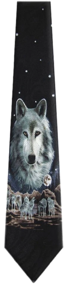 Corbata Para Hombre Negra Gris Marrón Lobo Novedad Tema Divertida Novedad Corbatas Foto 1 de 1