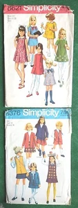 VTG Lot 2 Sewing Patterns Girls Dresses 1970s Size 12 Simplicity 8376 8621 - Picture 1 of 8