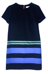 Neu mit Etikett Ann Taylor Loft schwarz blau mehrfarbig ärmelloses Etuikleid Größe 0 Reißverschluss hinten - Bild 1 von 10