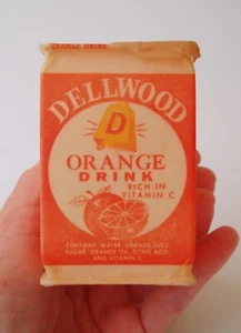 DELLWOOD Dairy Orange Juice Drink Wax Carton Half Pint Yonkers New York Vintage - Picture 1 of 12