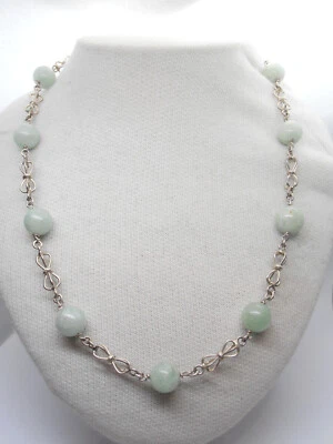 Collana in Giada Naturale e Argento 925 - Girocollo Pietra Dura Verde - Immagine 1 di 4