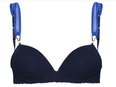 $75 STELLA MCCARTNEY 34DD (E) MESH-TRIMMED STRETCH-JERSEY UNDERWIRED CONTOUR BRA - Image 1 of 4
