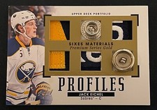 2015-16 Upper Deck Portfolio Profiles Material Sixes Patch Gold Jack Eichel 1/1
