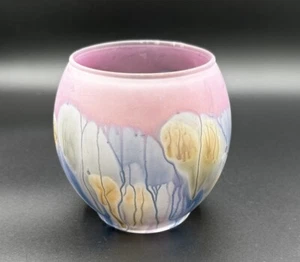 Rueven Glass Hand Painted by Nouveau Satin Art Glass Bowl/Planter/Vase - Picture 1 of 10