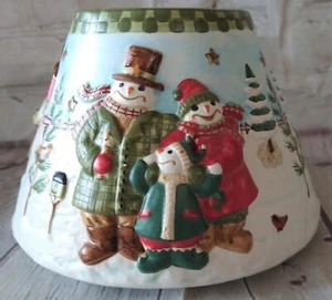 Yankee Candle Teresa Kogut Snowman Family Christmas Jar Candle Topper Large GUC - Picture 1 of 6