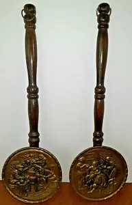 2 jardineras de pared vintage de latón y madera/calentadores de cama colgantes hechos en Inglaterra - Imagen 1 de 8