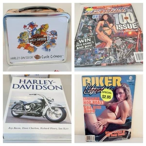 Harley Davidson Biker Bundle Metal Lunch Box Live To Ride Book Rare Biker Lifest - Picture 1 of 5