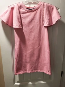 $43 Tommy Hilfiger Girl's Pink Logo Ruffle Sleeve A-Line Dress w/Pockets M(8) - Picture 1 of 5