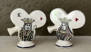 ENESCO KING & QUEEN OF CLUBS SALT & PEPPER W/STAND - ca 1950s - ORIG LABELS - Picture 1 of 12