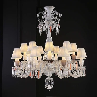 Lámpara de araña de cristal de campo francés más grande villa de lujo hotel campana lámpara de iluminación Foto 1 de 4