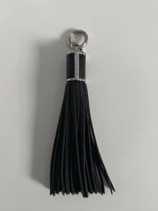 Michael Kors Black Leather FOB Tassel Textured Silver J2 - Picture 1 of 4