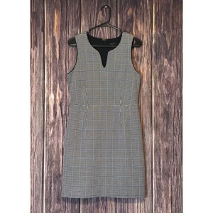 Vestido Vaina Ann Taylor Pata de Gallo Para Mujer 8 Negro Blanco Azul Cuello en V Sin Mangas - Imagen 1 de 12